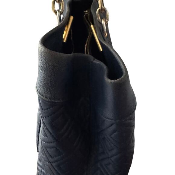 TORY BURCH Navy Blue Fleming Triple Compartment Leather Tote - Picture 12 of 15